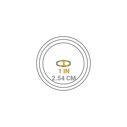 Dimensional drawing of product lid. Knob length is 1 inch.