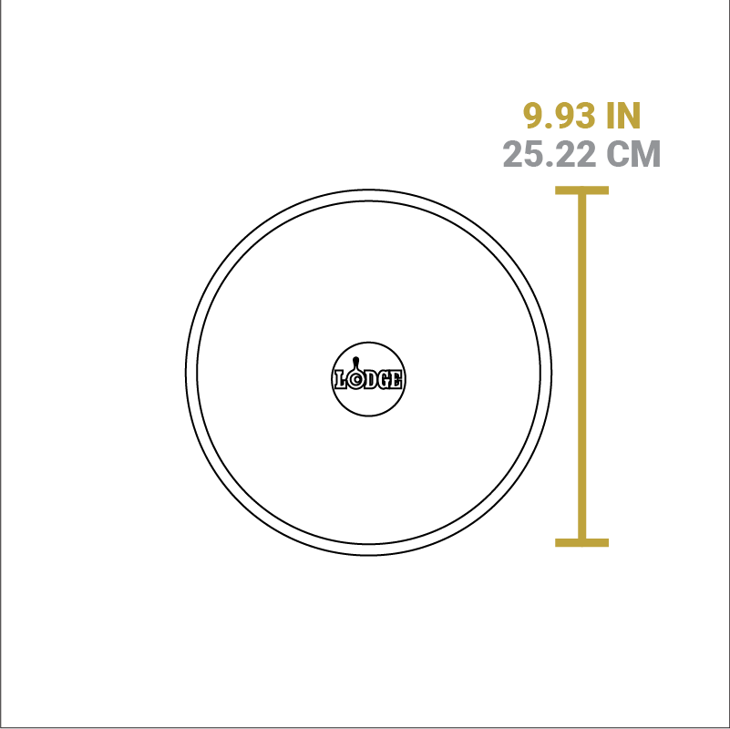 Dimensional drawing of product. Diameter is 9.93 inches.
