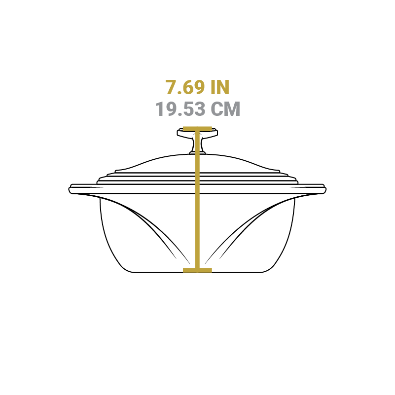 Dimensional drawing of product. Total height is 7.69 inches.