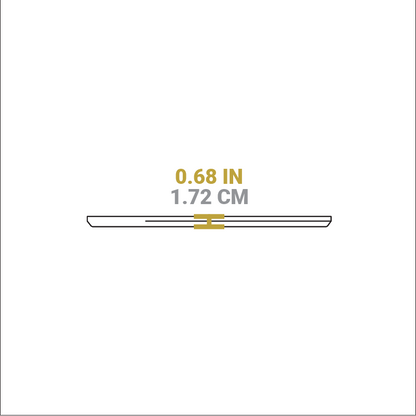 Dimensional drawing of underliner. Height is 0.68 inches.